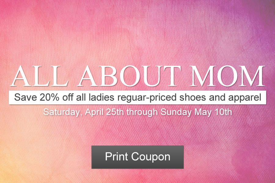 20% off all ladies regular-priced shoes and apparel