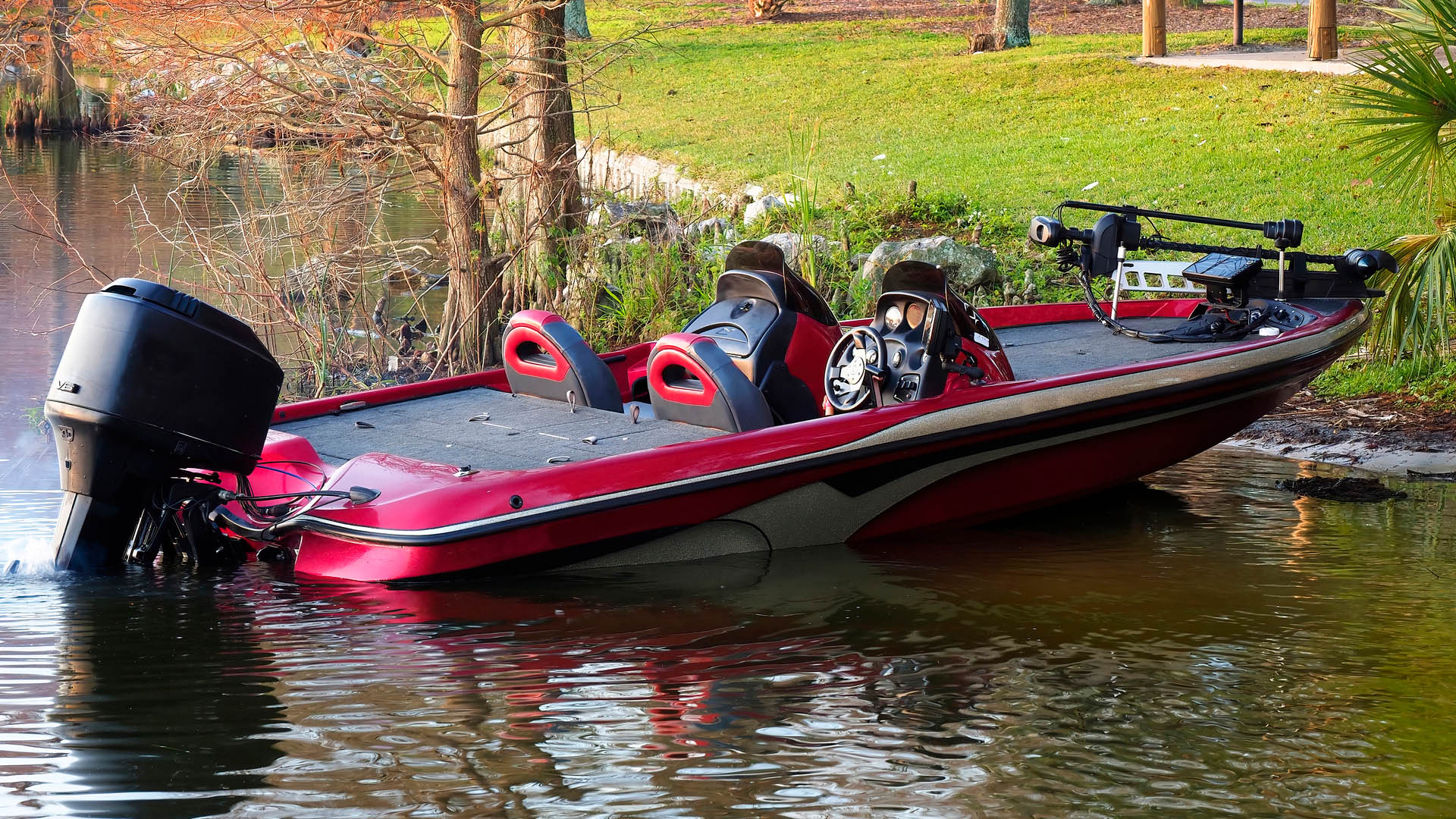 Fiberglass boat on water