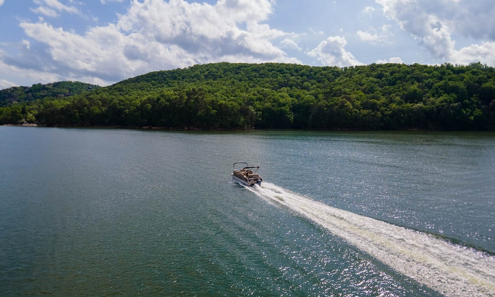 Pontoon boat on water